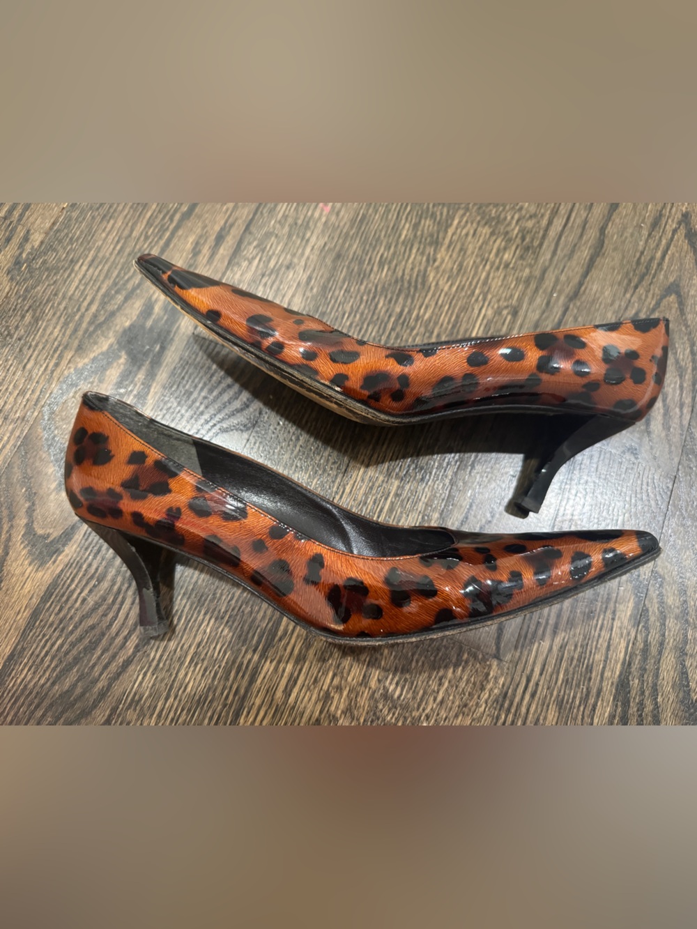 Vintage Stuart Weitzman Leather Animal Print Kitten Heel- Y2K Mob Wife Glam (7N)